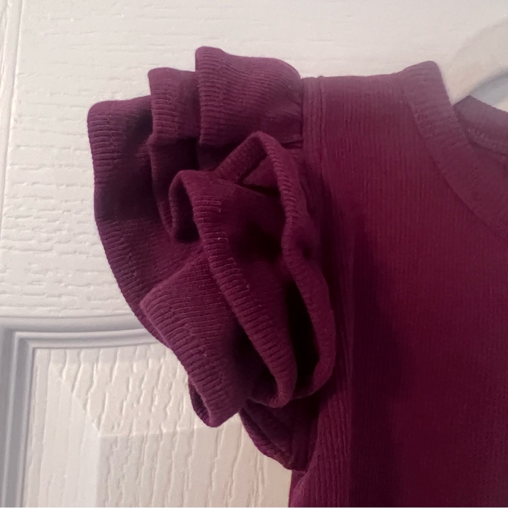 NWT Kate Quinn deep violet triple ruffle bodysuit size 18-24 months - Picture 4 of 11